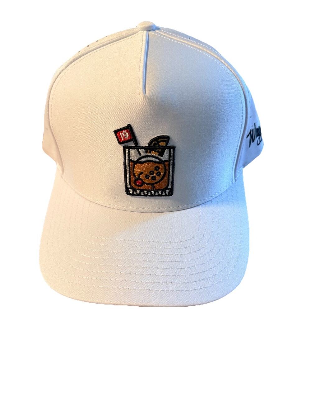 Waggle Golf Cookie & Milk Snapback Hat White Performance Golf Cap Adjustable